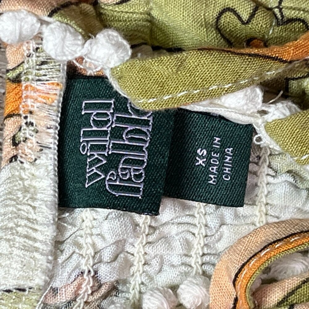 Wild Fable Strappy Mini Dress XS White Green Yellow Retro Floral Boho Summer - Picture 3 of 6